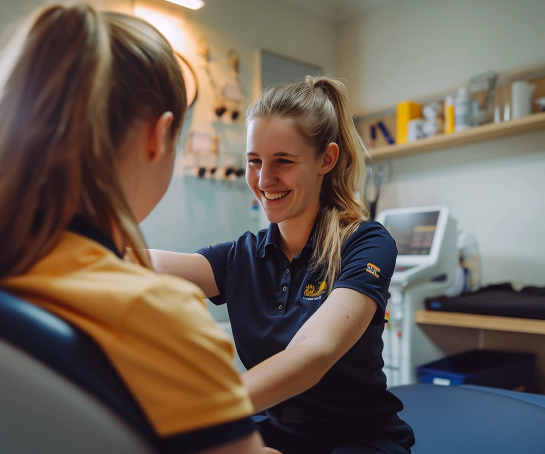 Physiotherapist working on a client's neck